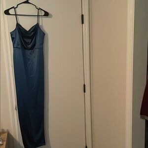 Elegant Blue Satin Dress